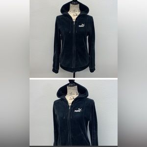 Puma Velour Full Zip Up Embroidered Logo Hoodie Jacket Large Fits Like Medium